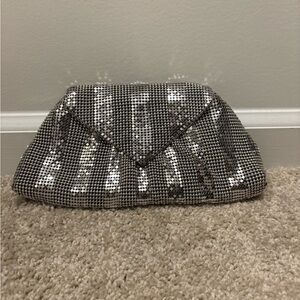 BCBG Elegant Silver Clutch Bag